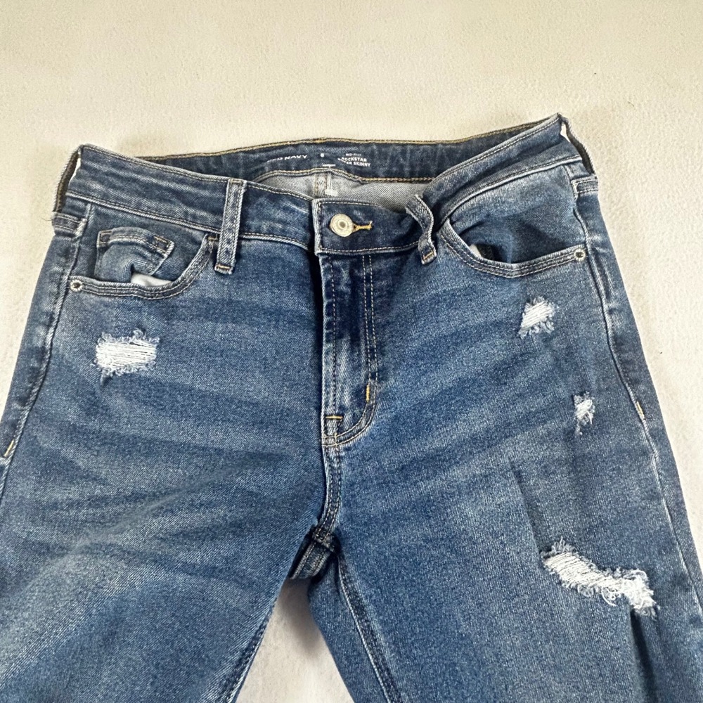Old Navy Rockstar Super Skinny‎ Jeans Womens 8 Med Wash Distressed Ripped Denim - Picture 6 of 12